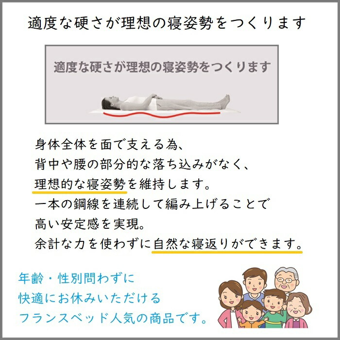 フランスベッドマットレスZT-020【送料無料・組立設置無料】セミシングル硬い腰腰痛安い人気おすすめ抗菌防臭防ダニ加工通気性湿気
