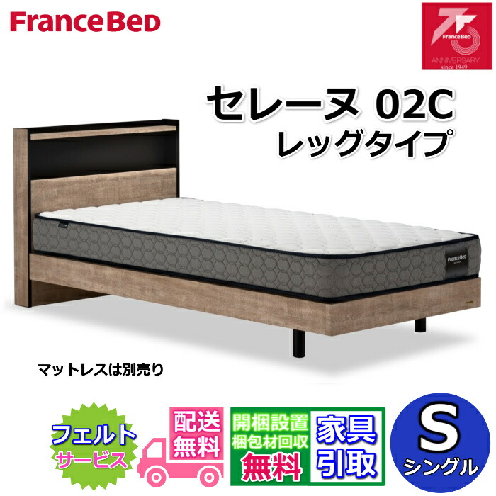 【店卸し資産境界線】フランスベッド 寝台ひな形 セレーヌ 02C レッグタイプ【搬入・開梱精神的な統合据え付ける無料】75周年祝するひな形すのこ床板 通気性威風堂々たる 差し込み付き添い人 USB付き添い人 脚付き添い人寝台ひな形
