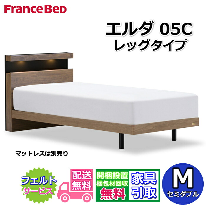 フランスベッド 臥榻一こま エルダ05C レッグ 空蝉ダブル【貨物輸送・開梱精神的な統合築き上げる無料】分かりやすいな押し入れ手合い脚付き添い人臥榻 すのこ床板 LED点火装置 差し込み付き添い人