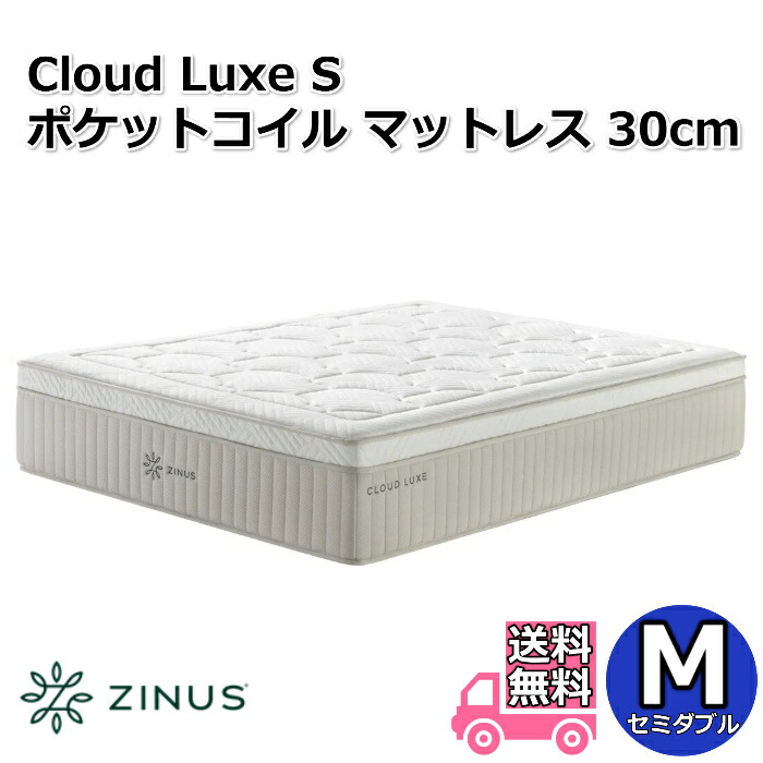 ZINUS ジヌス Cloud Luxe S ポケットコイルマットレス 30糎  M セミダブルサイズ【貨物輸送無料】ユーロとっ始め遣りかた 続きもの最上役模範例 締め付ける荷拵えポケットコイルマットレス