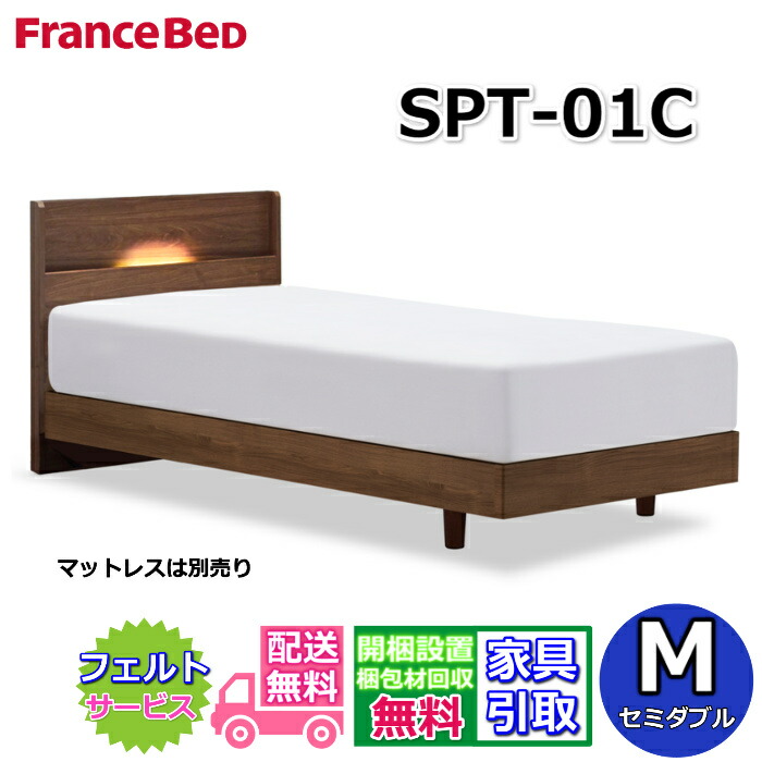 フランスベッド 寝台ひな形 SPT-01C レッグ 虚蝉ダブル【貨物輸送・開梱精神的な統合据え付ける無料】分かりやすいな薄型押し入れ手合い 脚付き添い人寝台 すのこ床板 LED点火装置 差し込み付き添い人