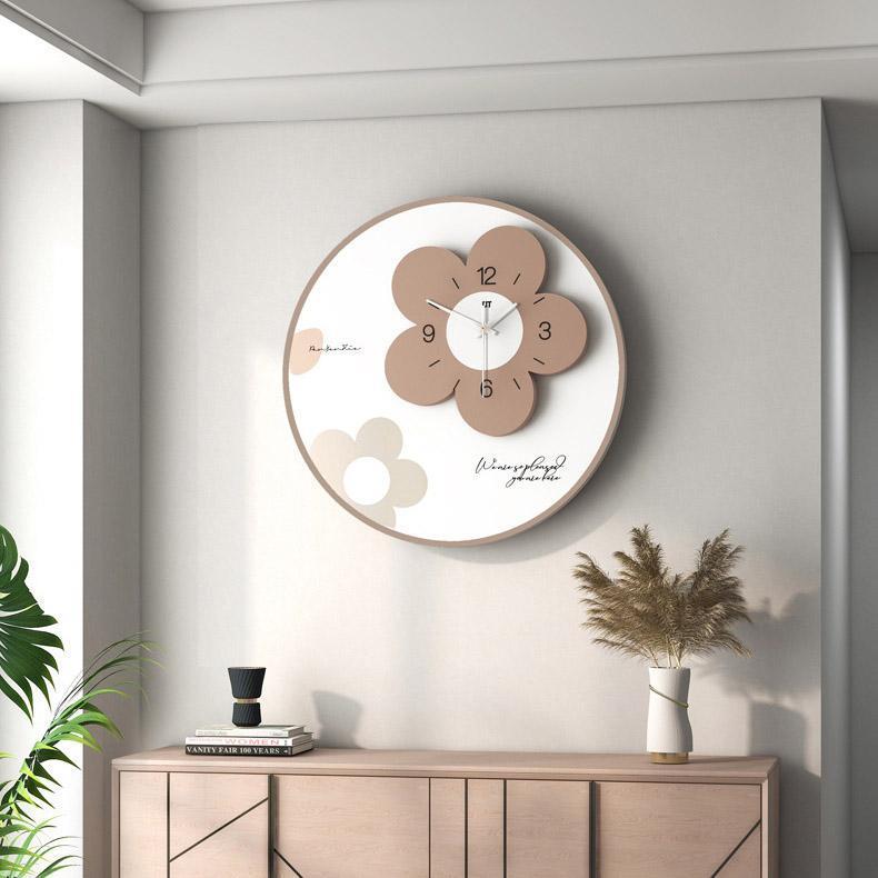 花時計　掛け時計　木製　静音時計　スイープ式時計 掛け時計 壁掛け時計 おしゃれ 木製 無垢材 ウォルナット 静音