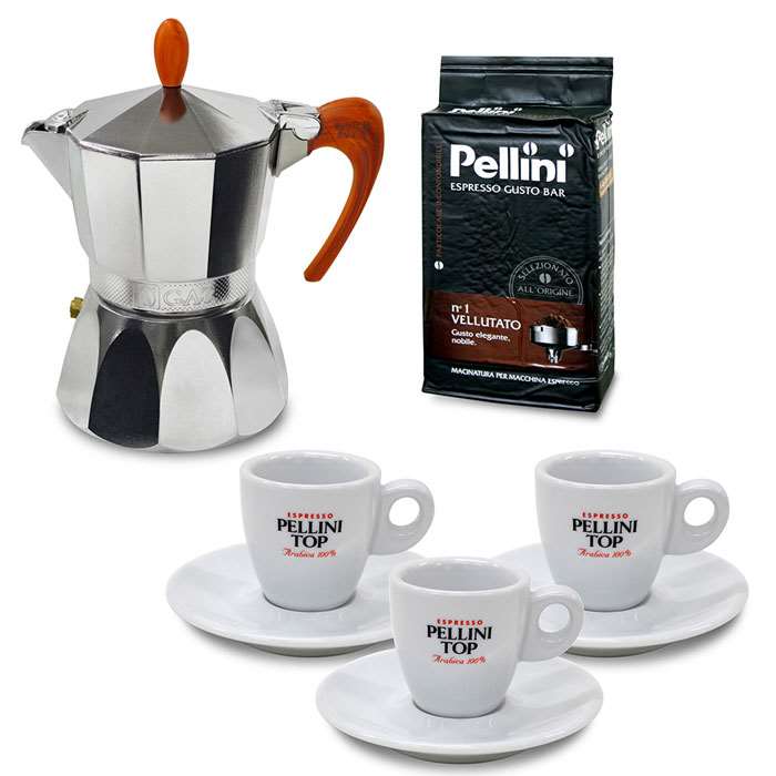 ペリーニ ギフトセット Pellini社 コーヒーギフト コーヒー エスプレッソカップ グラスカップ マグニフィカ カフェティエラ セット ギフト  贈り物 プレゼント メテックス PLGF-A85 数々の賞を受賞