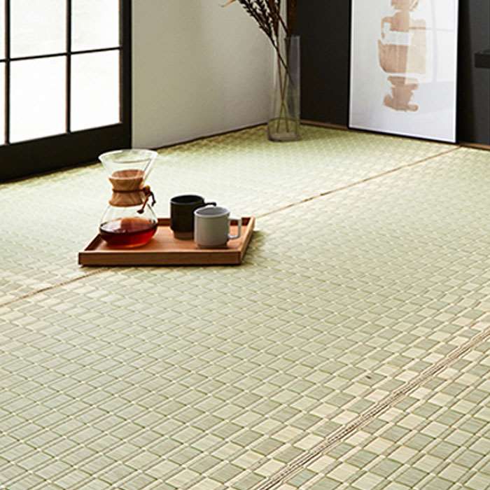 【沖縄・離島配送不可】【代引不可】い草 敷物 カーペット グリーン イ草ラグ 本間6畳 約286×382cm 純国産 日本製 掛川織 花ござ 青森ヒバ加工 モダン IKEHIKO 4412716