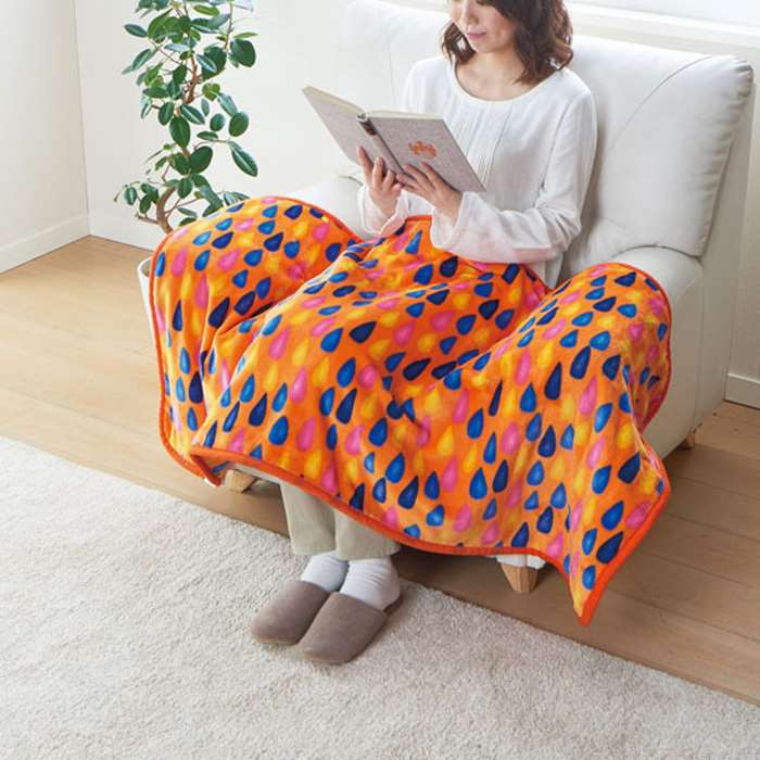 ホットブランケット サンセットオレンジ 約70cm×140cm Hot Blanket 電気ひざ掛け 北欧テイストのデザインがお洒落 Sugibo SB20B12(SO)画像