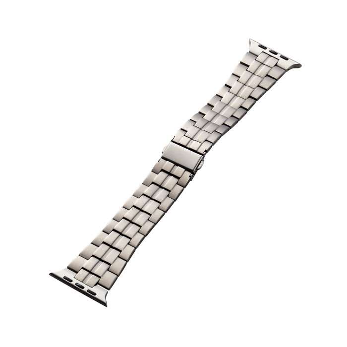 【代引不可】アップルウォッチ バンド Ultra / SE / Series 8 7 6 5 4 3 2 1 [ 49mm 45mm 44mm 42mm ] チタン ステンレス 三つ折れプッシュ式 ベルト シルバー エレコム AW-49BDTITSV