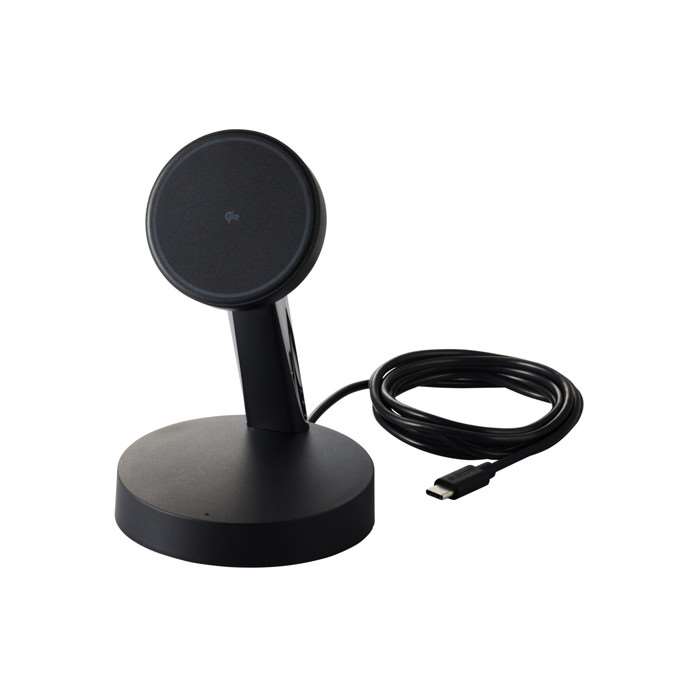 【代引不可】マグネットQi2規格対応 ワイヤレス充電器 15W スタンドタイプ 1.5m ブラック エレコム W-MS10BK
