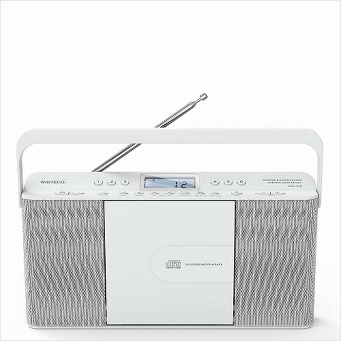 デュアルアラーム機能搭載 スリムCDクロックラジオ 縦型 ホワイト WINTECH CDC-810(W)