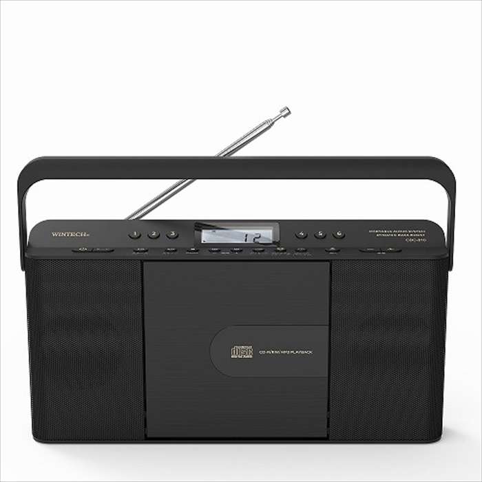 デュアルアラーム役立つこと積み上げる か細いCD時辰儀ラジオ受信機 縦型 黒いこと WINTECH CDC-810(K)