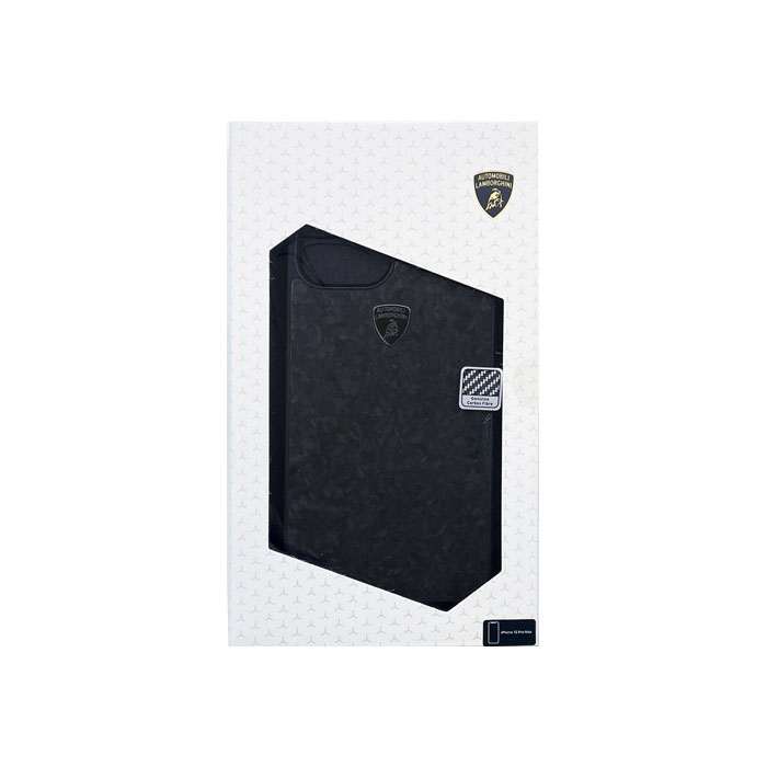 ランボルギーニ iPhone12 Pro Max用 カーボンファイバー 背面ケース エアージェイ LB-TPUPCIP12PM-HU/D14- BK