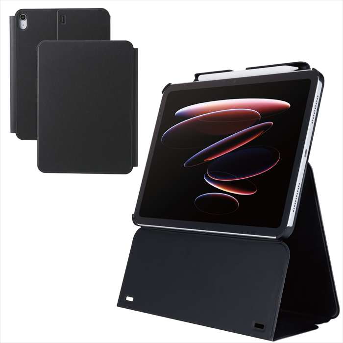 【代引不可】iPad11インチ（A16）／10.9インチ（第10世代）／フラップケース／ソフトレザー／多段階高さ調整／ブラック エレコム TB-A25RWVH2BK