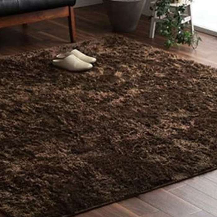 【代引不可】ラグ 長方形 シャギー 長毛 約3畳 約200×250cm 制菌加工 洗える オールシーズン 滑りにくい加工 ホットカーペット対応【ブラウン】 IKEHIKO 3985119