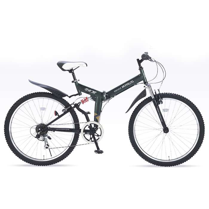 【北海道・四国・九州・沖縄・離島配送不可】【代引不可】自転車 折りたたみ自転車 折畳 シティサイクル シティバイク 26インチ 6段ギア Ｗサスペンション 通勤 通学 アウトドア アーミーグリーン MYPALLAS M-672(GR)