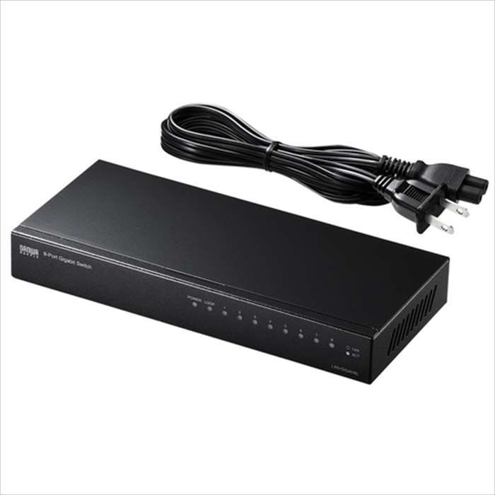 【代引不可】ギガビットスイッチングハブ 8ポート ループ検知機能搭載 メタル筐体 電源内臓タイプ 小型 設置 便利 サンワサプライ LAN-GIGAH8L