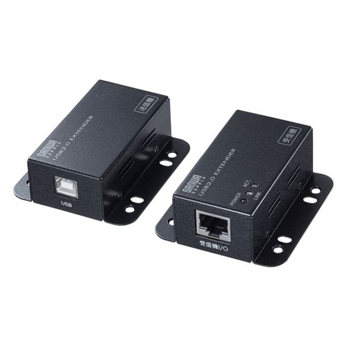 【沖縄・離島配送不可】【代引不可】USB2.0エクステンダー 2ポートハブ付 送信機/受信機セット 50m延長 USB信号をLANケーブルで延長 サンワサプライ USB-EXSET3|補聴器専門店 快聴生活