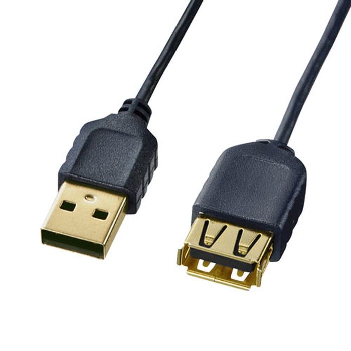 極細USB延長ケーブル A-Aメス延長タイプ USBケーブル 1m 2重シールド コンパクトコネクタ