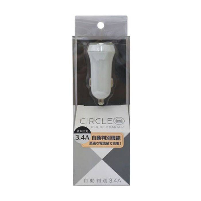 iPhone スマートフォン スマホ DC-USB 充電器 自動判別タイプ 3.4A 車載 車 自動車 シガーチャージャー ホワイト オズマ IH-DCU234ADW画像