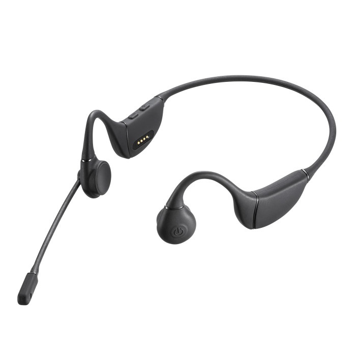 【沖縄・離島配送不可】【代引不可】骨伝導ヘッドセット ヘッドホン Bluetooth 防水 音楽再生 WEB会議 通話 PC パソコン OA機器 周辺機器 サンワサプライ MM-BTSH65BK