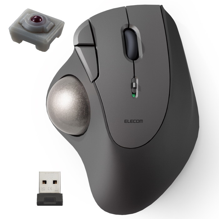 【代引不可】トラックボール マウス 無線 5ボタン 人工ルビーユニット エルゴノミクス Windows 11/10 macOS ChromeOS 各種対応 ブラック エレコム M-IT10DRBK