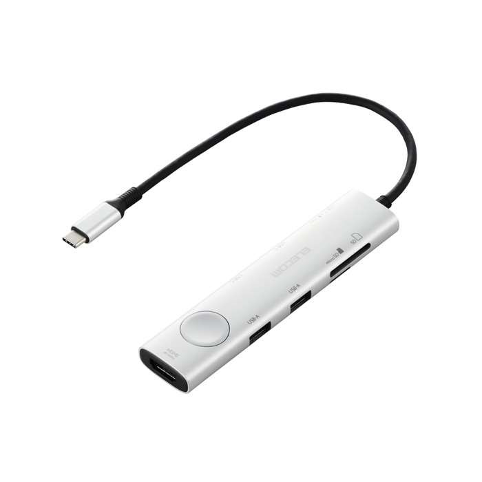 【代引不可】Type-Cドッキングステーション 画面オンオフスイッチ付 USB PD対応 USB-A×2 USB-C×3 HDMI(4K60Hz) SD+microSD シルバー エレコム DST-S080BPSV