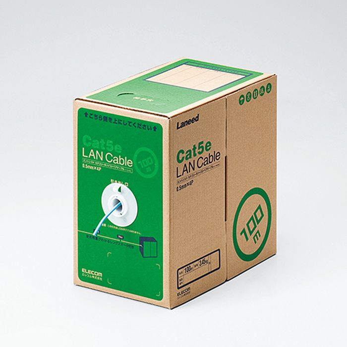 【代引不可】EU RoHS指令準拠 LANケーブル（Cat5e 単線）　100m　ライトブルー エレコム LD-CT2/LB100/RS