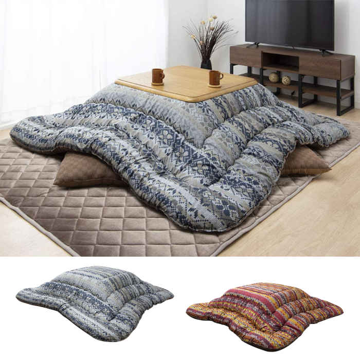 【代引不可】こたつ布団 コタツ布団 厚掛け 掛け布団 単品 長方形 約205×245cm 80～90×105～120cmのこたつ台に適応 ノルディック柄 ニット風 日本製 IKEHIKO HNL205245