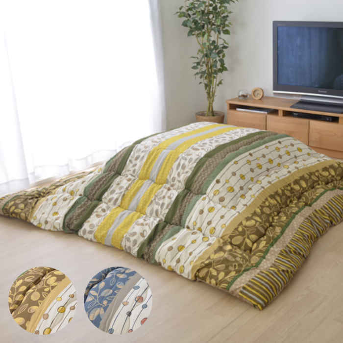 【代引不可】こたつ布団 コタツ布団 掛け布団 単品 矩形 約205×245珊 80～90×120珊のこたつ台に自然調整 和柄 草木柄 わらび 冬物 IKEHIKO WRB205245