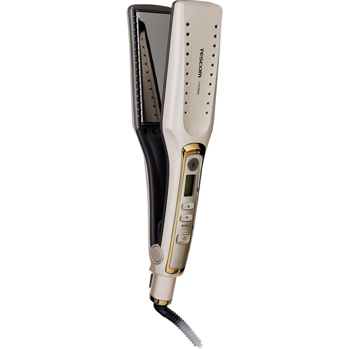 ヘアーアイロン マイナスイオンヘアーアイロン ワイドプレート ミラーコーティング Wet Dry ゴールド テスコム Tth2800 N Andapt Com