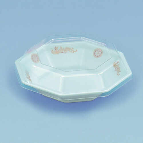 【丼容器・弁当箱】八角皿(中)耐熱 おおとり サイズ : 185×185×36mm 入数 : 600 ※本体のみ