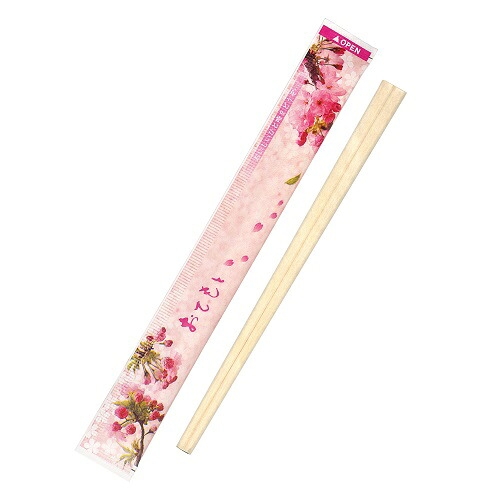 四季さくら立ちふさがる箸 大きさ : 30×240粍 入数 : 4000(100×40袋)