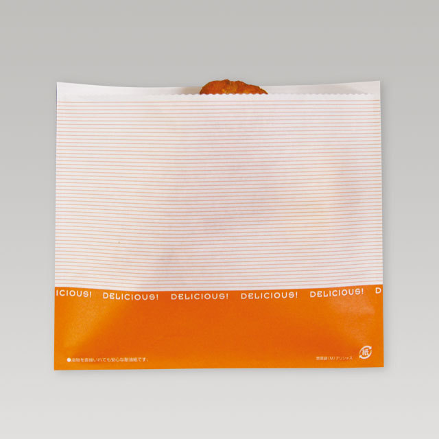 耐油紙　惣菜袋Mサイズ（ﾃﾞﾘｼｬｽ） サイズ : 185×160mm 入数 : 4000
