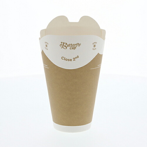 HEIKO バタフライカップ 12オンス (375ml) 800個入り 107mm口径 使い捨て 紙コップ ホット シングル クラフトサイズ :口径107&times;底径56&times;高139mm(375ml)入数 : 800テイクアウト ドリンク カフェ 使い捨て イベント 紙コップ 紙カップ 業務用 キッチンカー｜業務用容器カイコム　店