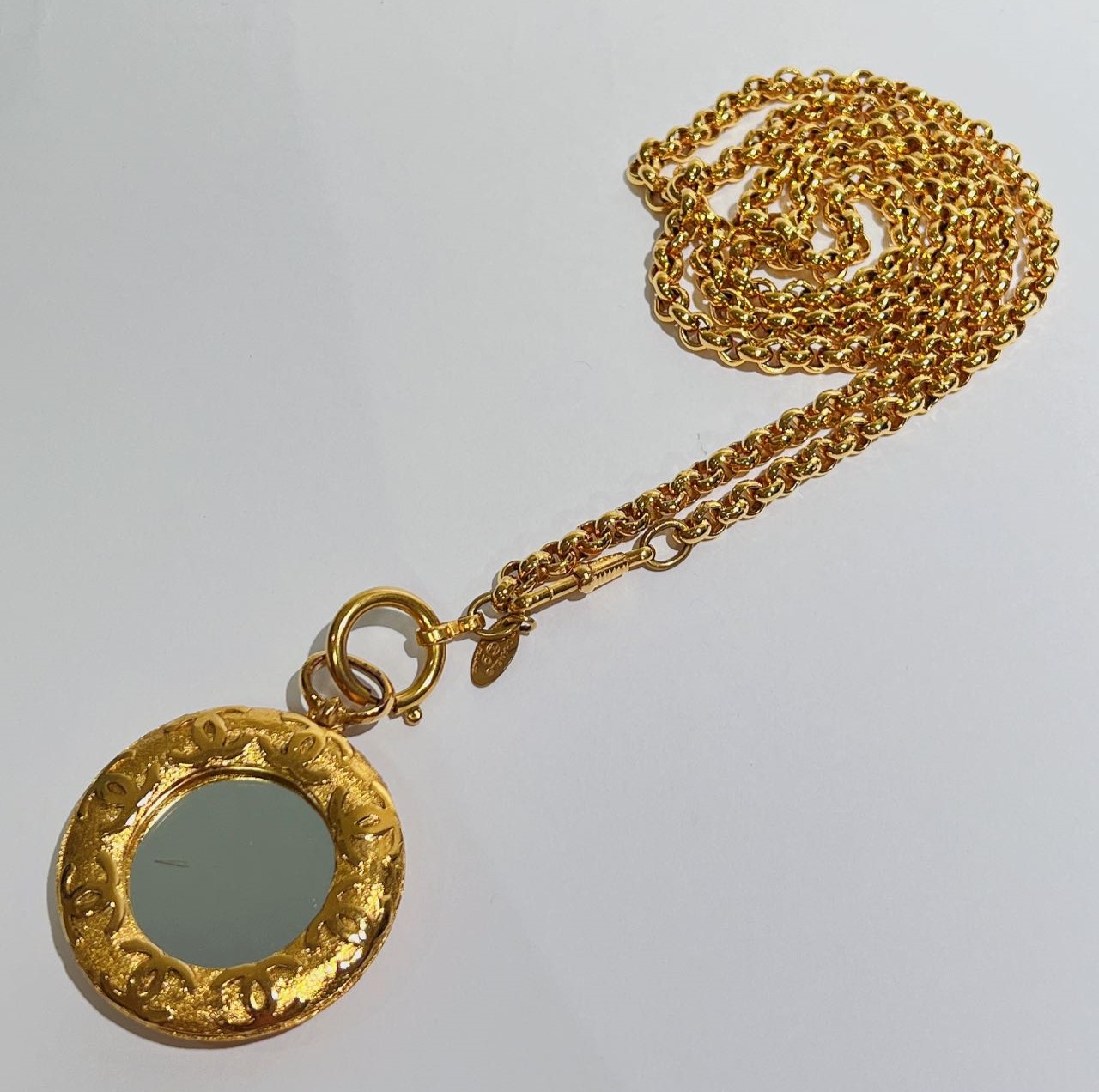 希少☆大人気【CHANEL】シャネル CCマーク ミラー ネックレス 希少◇輝くビジューが美しい♪】CHANEL CCマーク ネックレス
