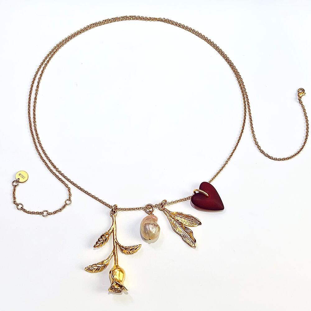 【中古】Dior ディオール バロックパール チューリップ ハート モチーフ ロング ネックレス 98cm レア レディース アクセサリー 希少 美品