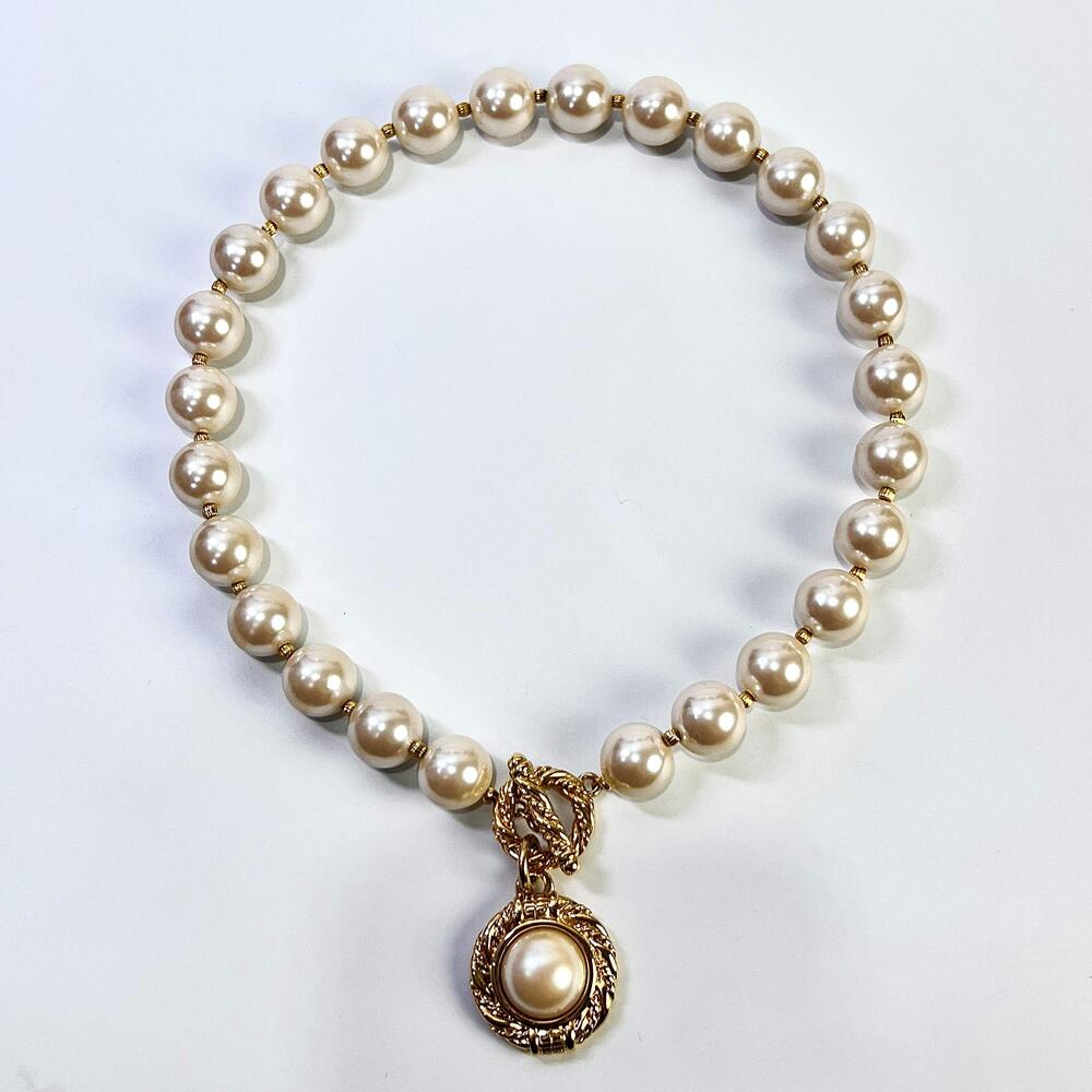 【中古】GIVENCHY ジバンシイ ジバンシー フェイクパール デザイン ネックレス 40cm GP レディース アクセサリー 美品