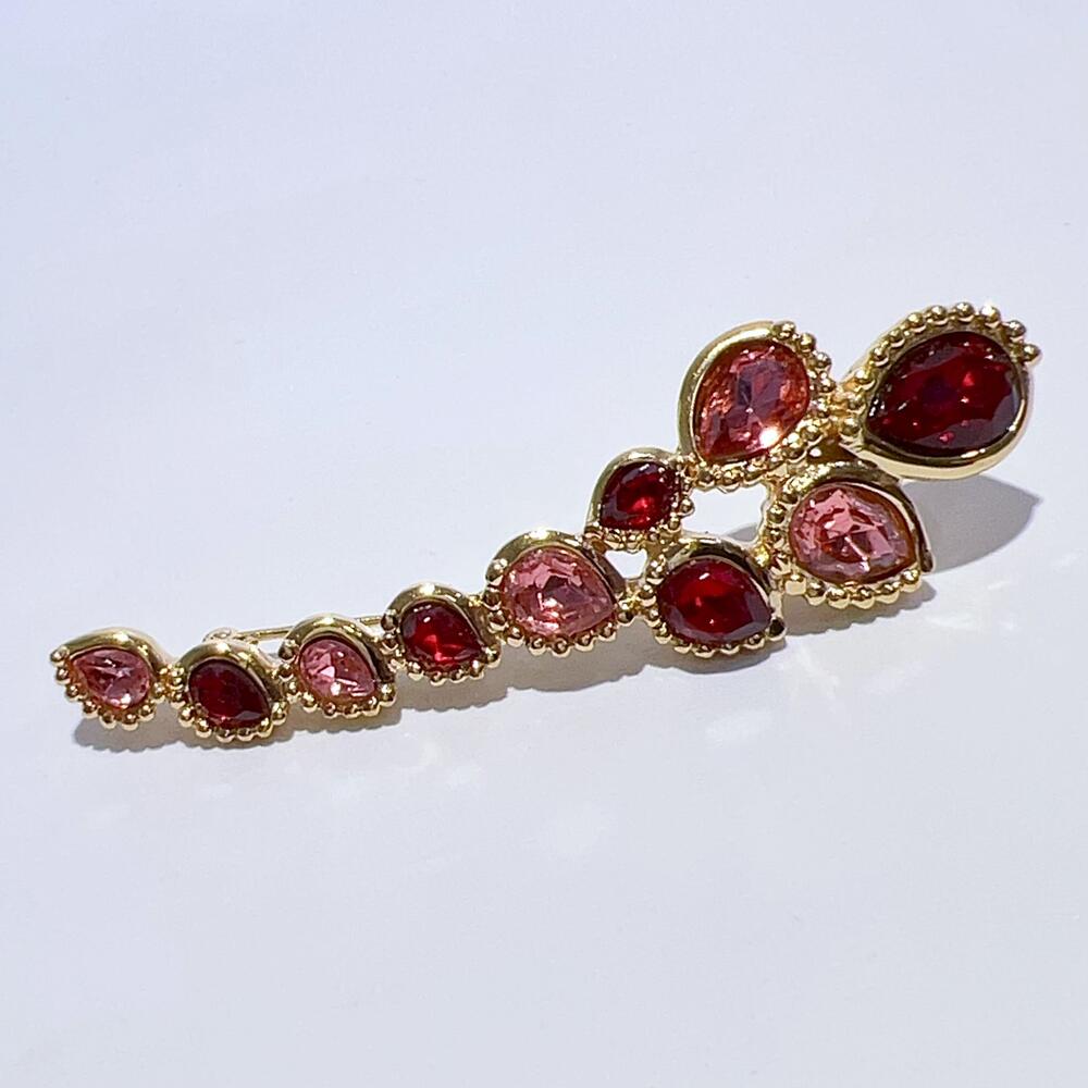 【中古】Christian Dior クリスチャン ディオール ラインストーン ブローチ レア GP レッド ピンク レディース アクセサリー 希少 美品｜KAIDAKU BRAND
