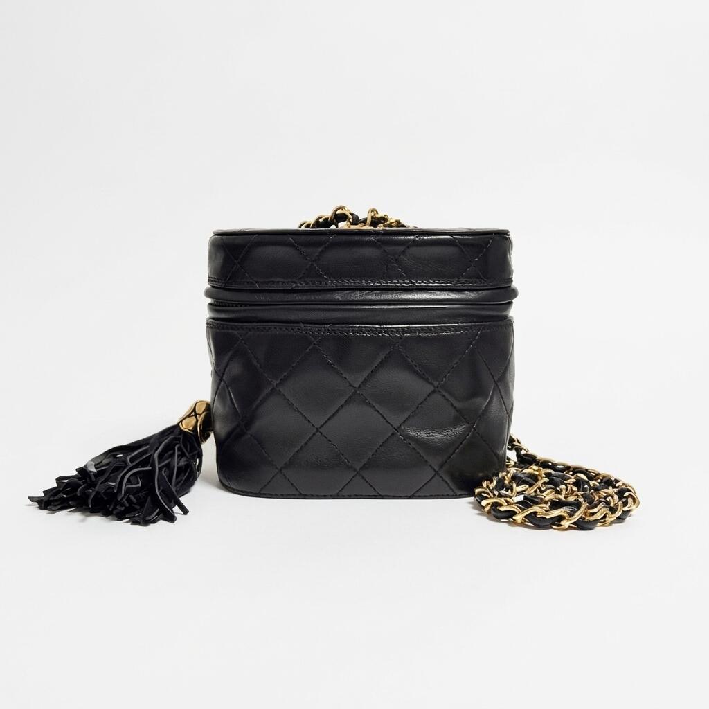 【中古】CHANEL シャネル ココマーク マトラッセ フリンジ バニティ チェーン ショルダーバッグ ブラック ゴールド ラムスキン GP 1番台 レディース 斜め掛けバッグ|KAIDAKU BRAND