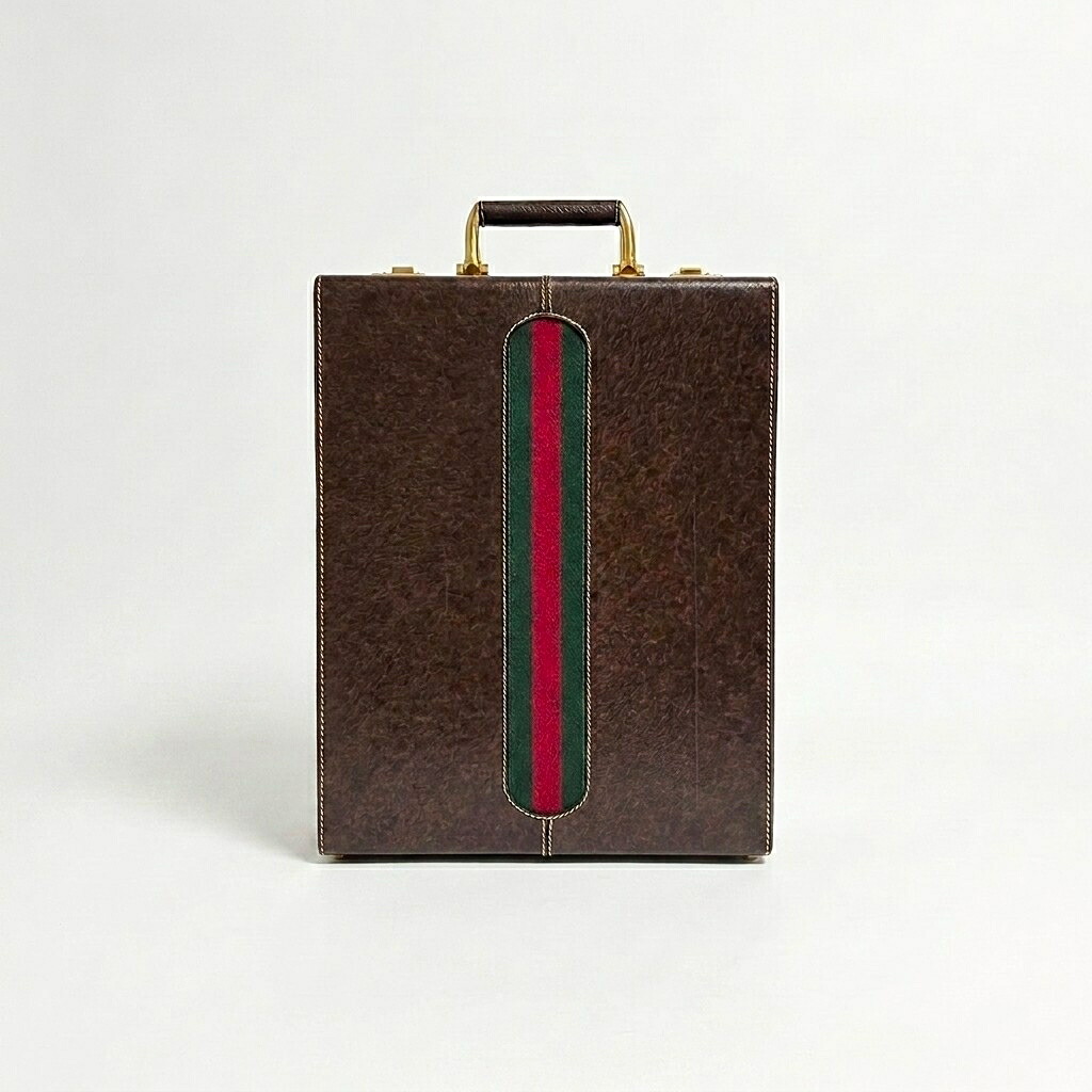 【中古】GUCCI グッチ オールドグッチ シェリーライン ウェブ ストライプ 縦型 ブリーフケース 140.11.457 レア ブラウン ファションバッグ アタッシュケース ビジネスバッグ 希少 美品|KAIDAKU BRAND