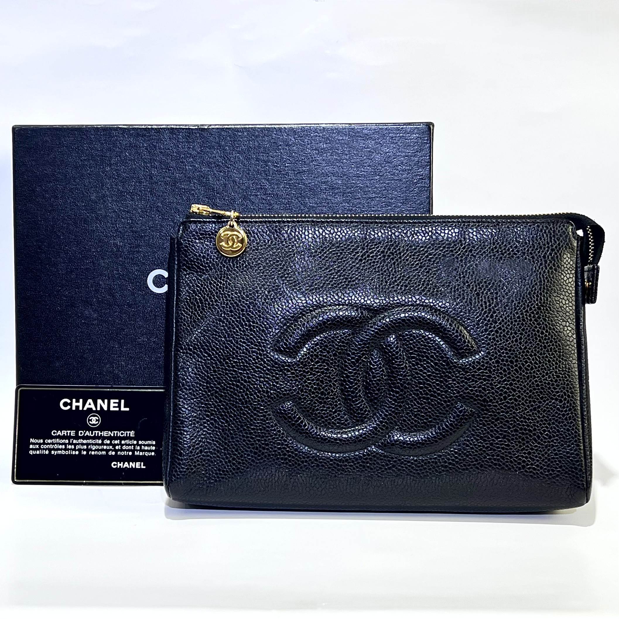 楽天市場】CHANEL シャネル ココマーク キャビアスキン メイクポーチ