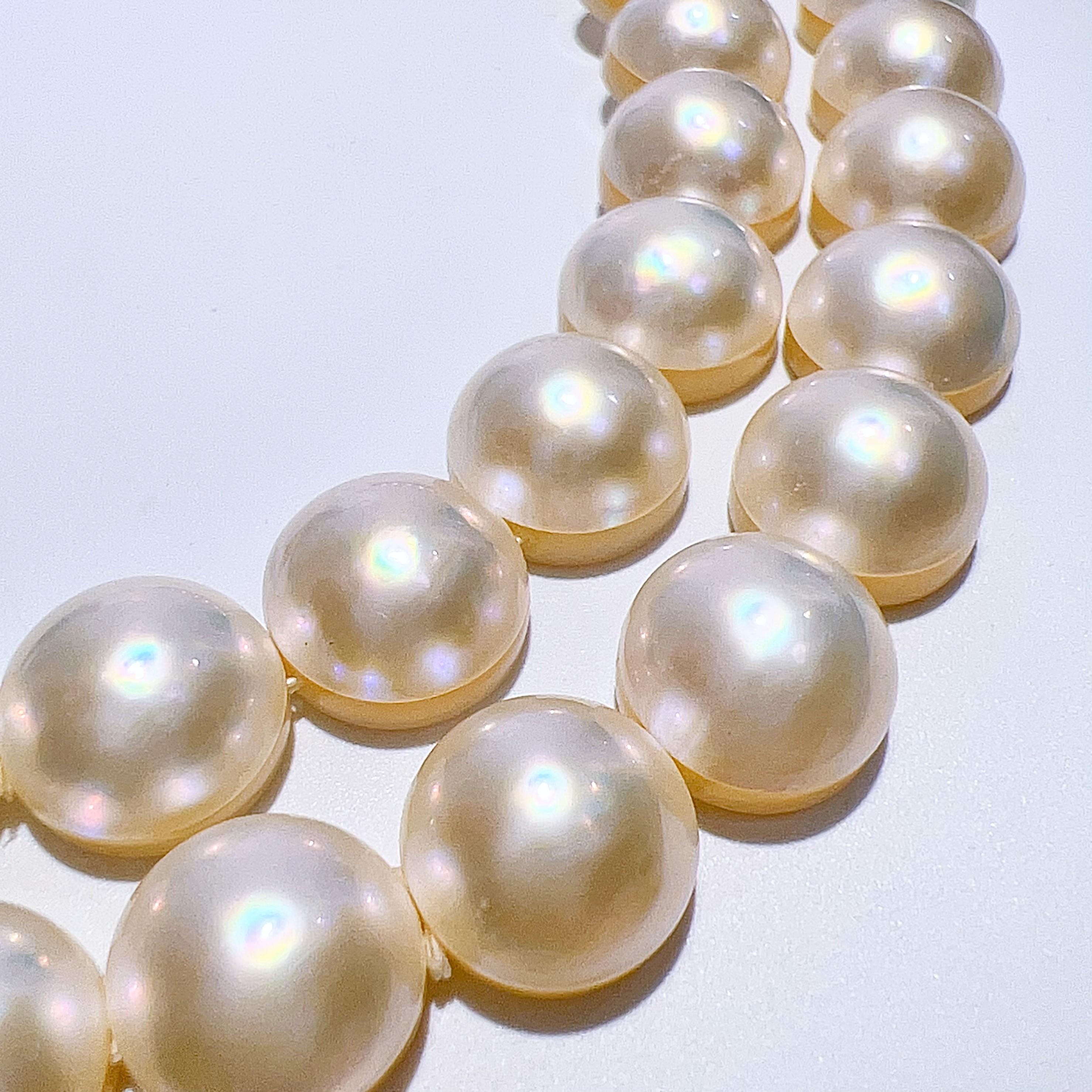【中古】TASAKI タサキ SV 天然 マベパール ネックレス 本真珠 ホワイト 43.5cm P10～10.8mm 40.5g レディース アクセサリー 美品
