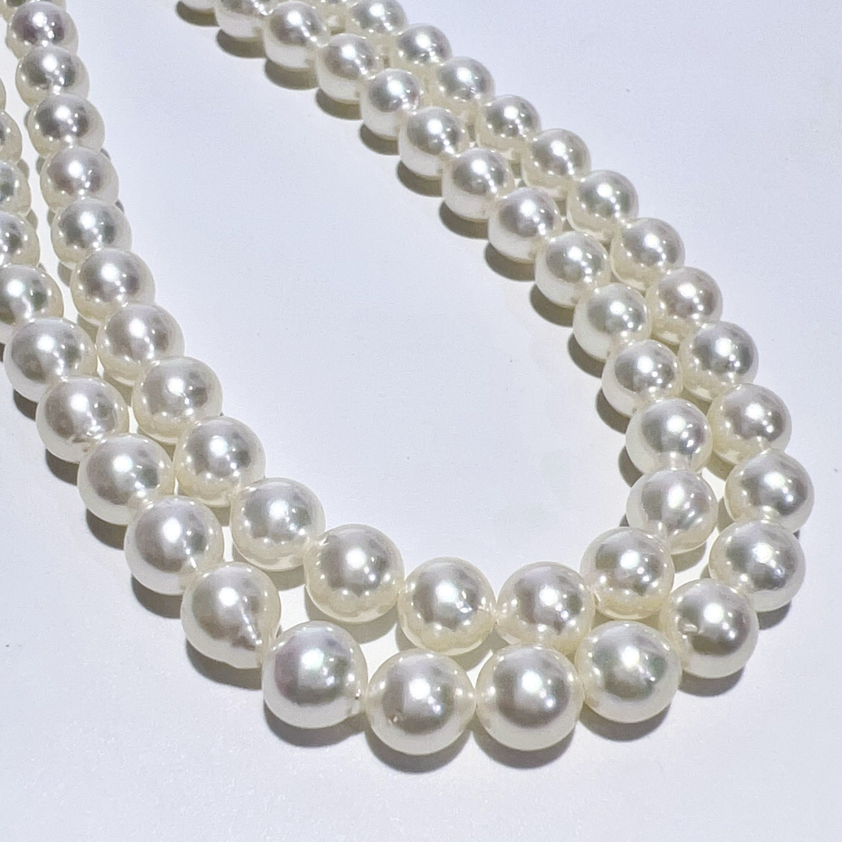 SV 天然 AKOYA ナチュラル ホワイト アコヤ パール ロング ネックレス 鑑別書 本真珠 91cm P6.5-7mm 59.1g レディース アクセサリー 未使用