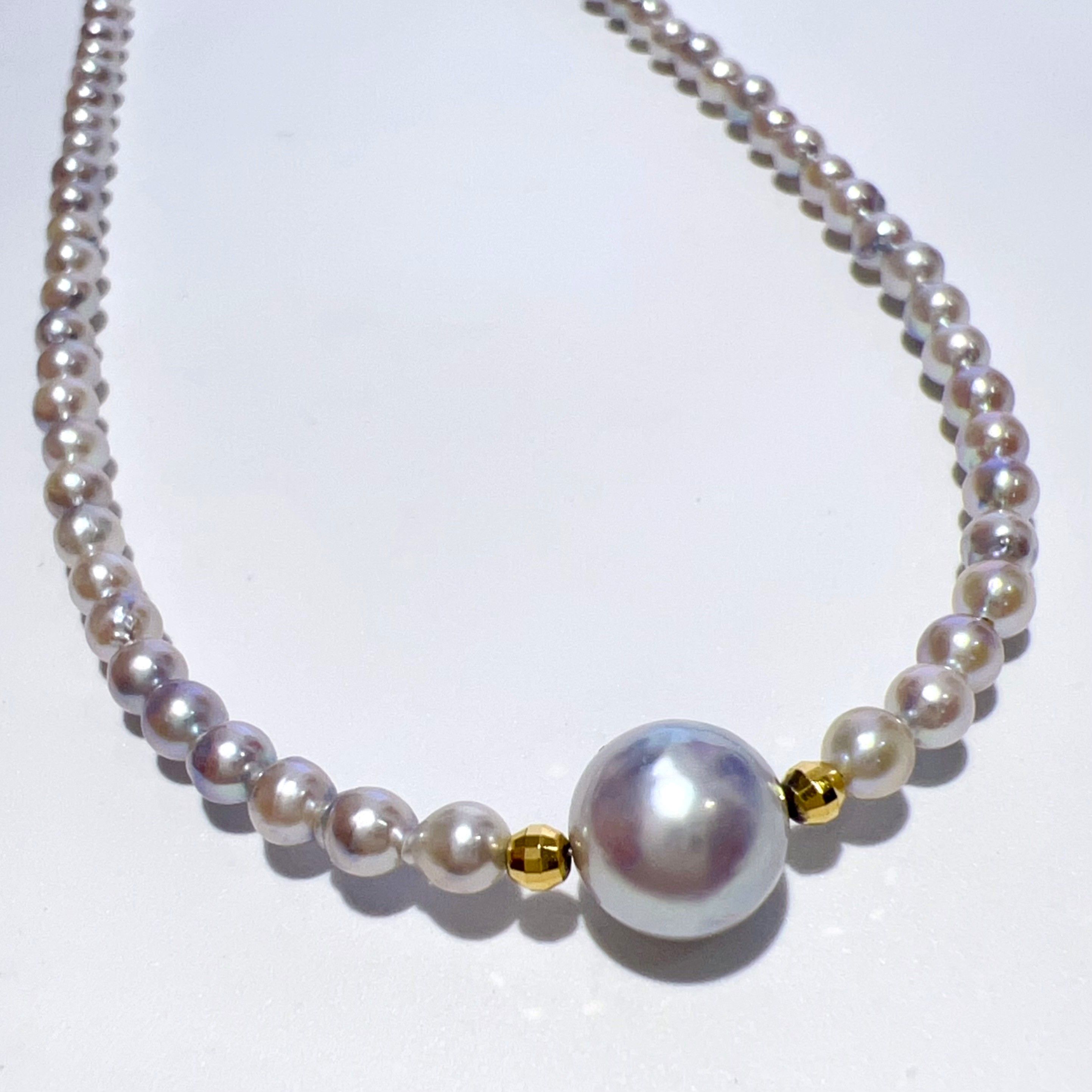 SV 天然 AKOYA アコヤ ナチュラル ベビーパール ネックレス 45cm P3－8mm 8.9g 無調色 本真珠 レディース アクセサリー 未使用品