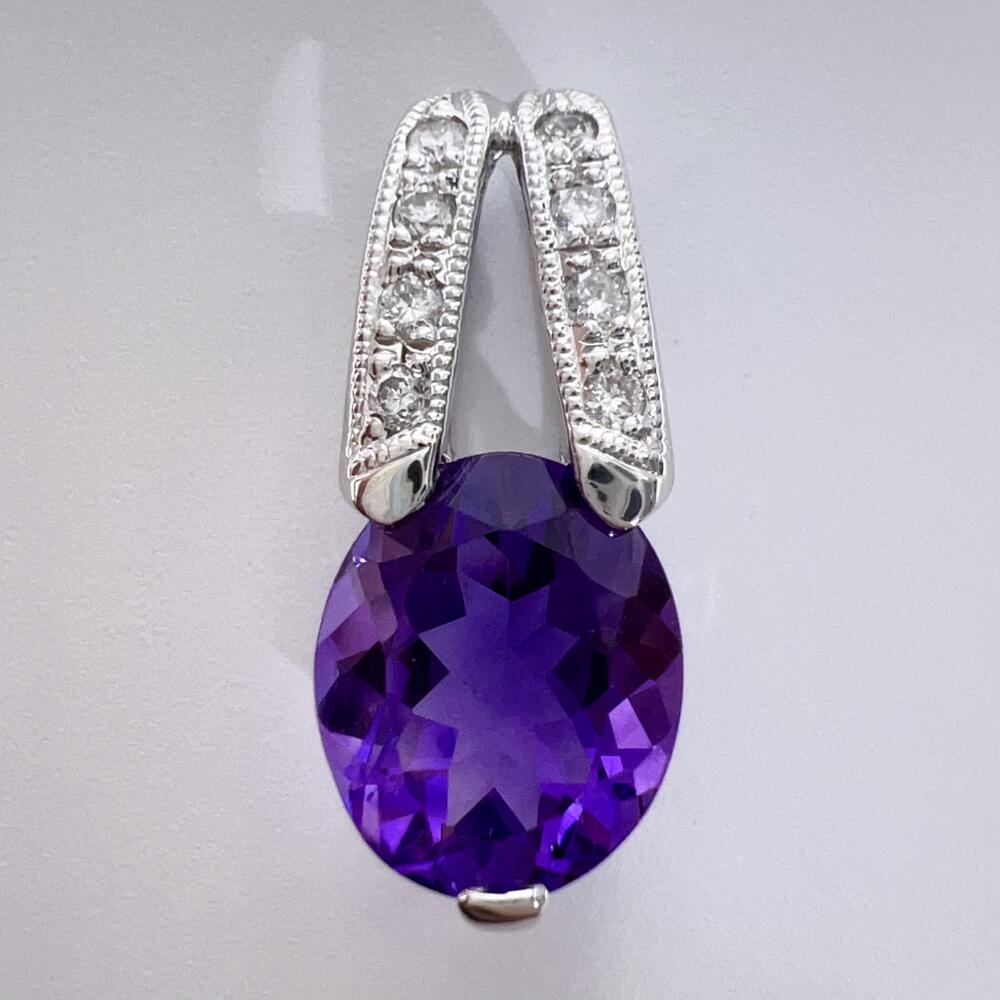 【中古】Pt900 天然 アメジスト ダイヤ ネックレス ペンダント トップ D0.13ct 3.2g レーディス アクセサリー ジュエリー 美品|KAIDAKU BRAND