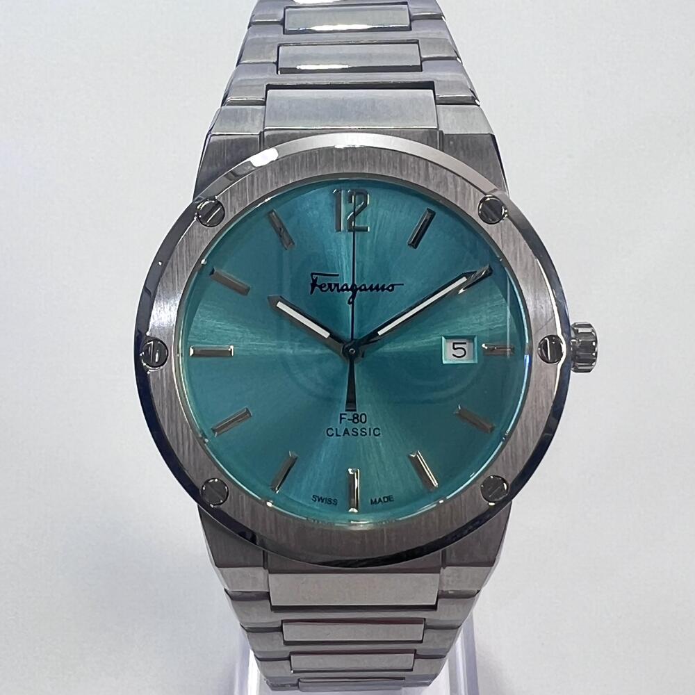 【中古】Salvatore Ferragamo サルヴァトーレ フェラガモ F-80 古典派音楽 青碧文字記号盤 メンズ 石英 ウオッチ SFDT02323 41粍 箱 ファション小物 ブランドウォッチ