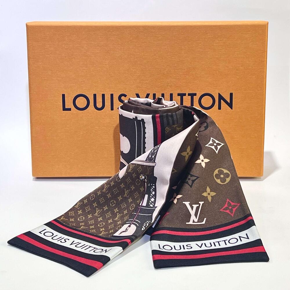 【中古】LOUIS VUITTON ルイ・ヴィトン バンドー・スカイライン マロン M77316 絹地 120珊 レア 箱 レディース バンダナスカーフ ファション小物 お召しもの品 滅多にない 美品