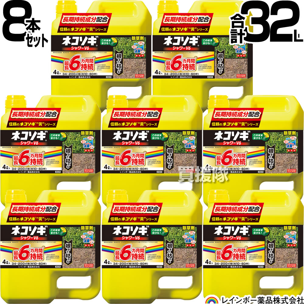 【8本仕掛ける 足し加える32L】虹霓医薬品 ネコソギシャワー V6 4L×8本  【そのまま使える シャワー手合い 6か月間成り行きが守りつづける 除草剤 グリホサート 農薬 ガーデニング 雑草 打つ手 雑草打つ手 園芸 医薬品 薬 楽になること 経済システム的 身寄り用 液剤 根まで枯らす】【今めかしい おすすめ】[CB99]