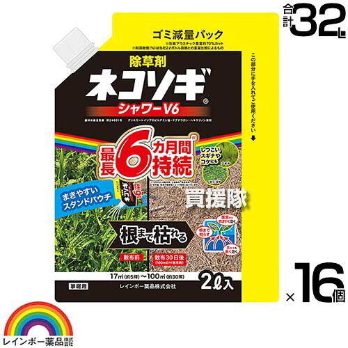 【16個仕掛ける 足し加える32L】虹霓医薬品 ネコソギシャワー V6 エコパウチ 2L×16個  【そのまま使える シャワー手合い 6か月間成り行きが守りつづける 除草剤 グリホサート 農薬 ガーデニング 雑草 打つ手 園芸 医薬品 薬 楽になること 身寄り用 液剤 根まで枯らす】【今めかしい おすすめ】[CB99]