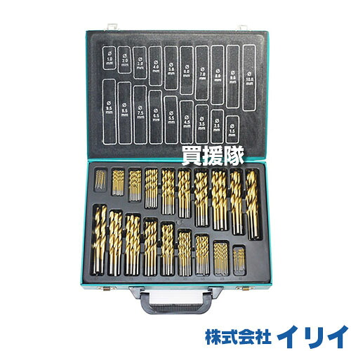 イリイ チタンコーティングドリル 170pcs TR-170TSD 【T133 スチールケース入り(取っ手付き) HSSハイス鋼TiN(窒化チタン)コーティング 用途 鉄 銅 真鍮 アルミ 電動ドリル エアードリル用】【おしゃれ おすすめ】[CB99]