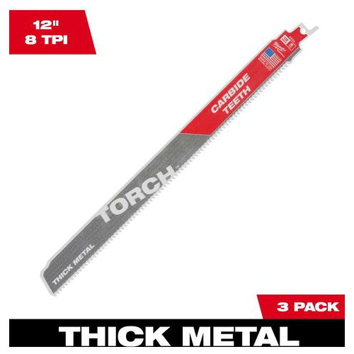 【ポイント10倍】ミルウォーキーツール・ジャパン合同会社 milwaukee TORCH 金工用カーバイドレシプロソーブレード 8TPI 305mm(3本パック) 48-00-5303 【DIY 工具 TRUSCO トラスコ 】【おしゃれ おすすめ】[CB99]