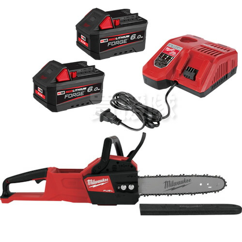 ミルウォーキーツール・ジャパン合同会社 milwaukee M18 FUEL 406mm チェーンソー M18_FCHS-0G0_JP ＆ FORGE 6.0AH バッテリー 2個 M18_FB6_JP ＆ M12-M18 充電器 M12-18FC_JP 3点セット 【チェンソー 充電式 バッテリー式 】【おしゃれ おすすめ】[CB99]